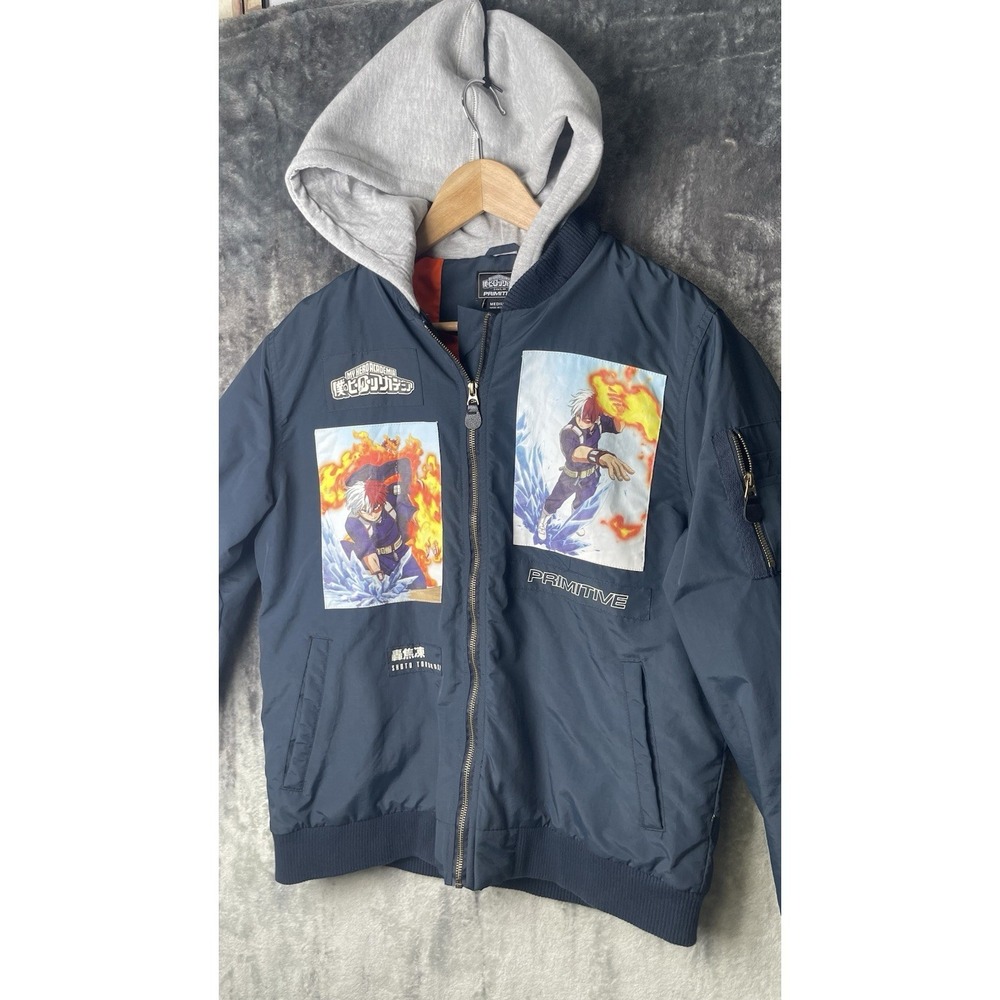 Primitive x My Hero Academia Men's M Hooded Bomber Jacket Shoto Todoroki NWT